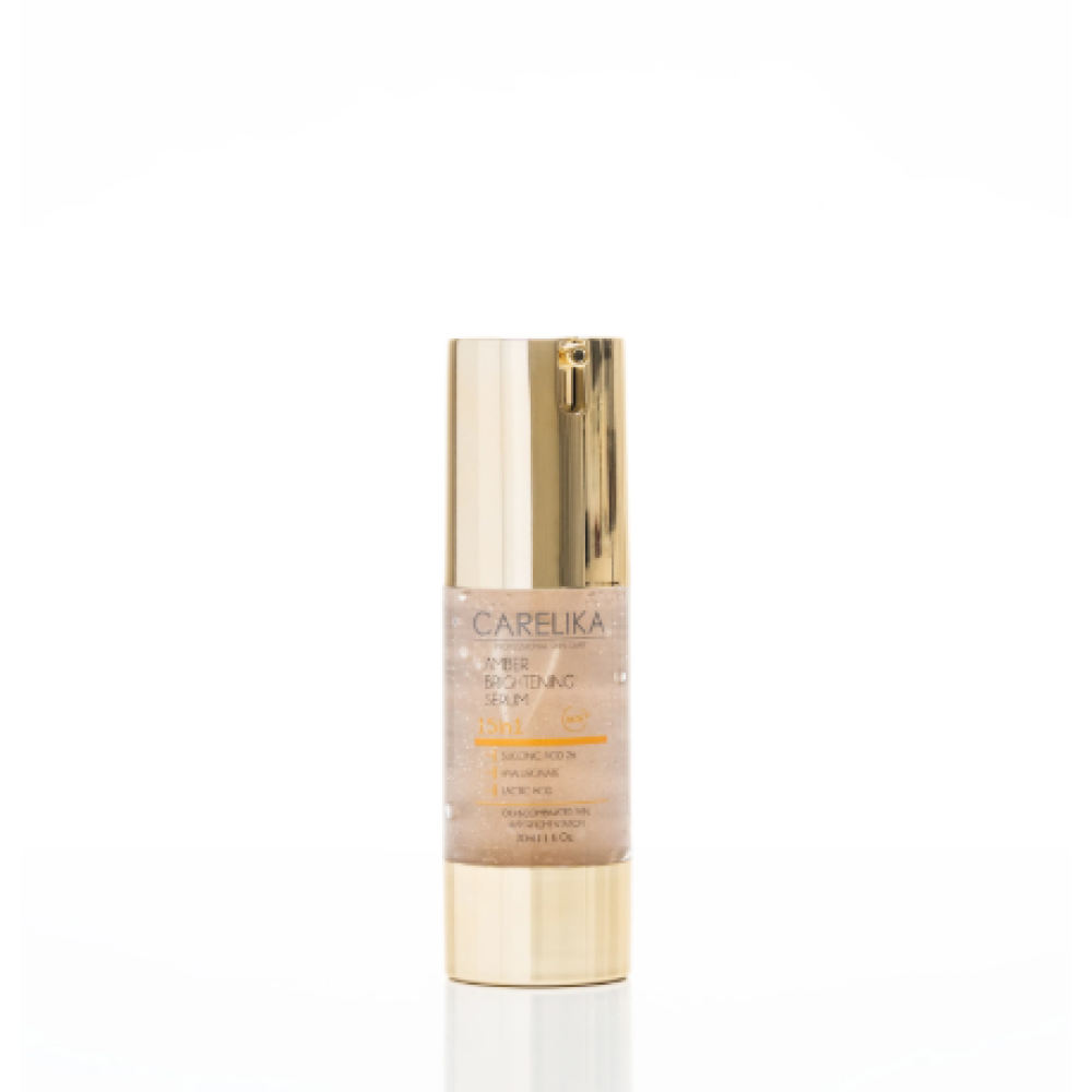 CARELIKA Amber Brightening Serum 15in1 - Омолаживающая, увлажняющая сыворотка от гиперпигментации с янтарной кислотой, 30ml (CPABS030)