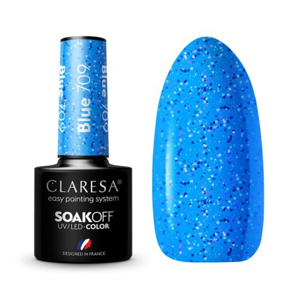 CLARESA BLUE 709 - Стойкий гибридный гель лак для ногтей, 5ml (143180)