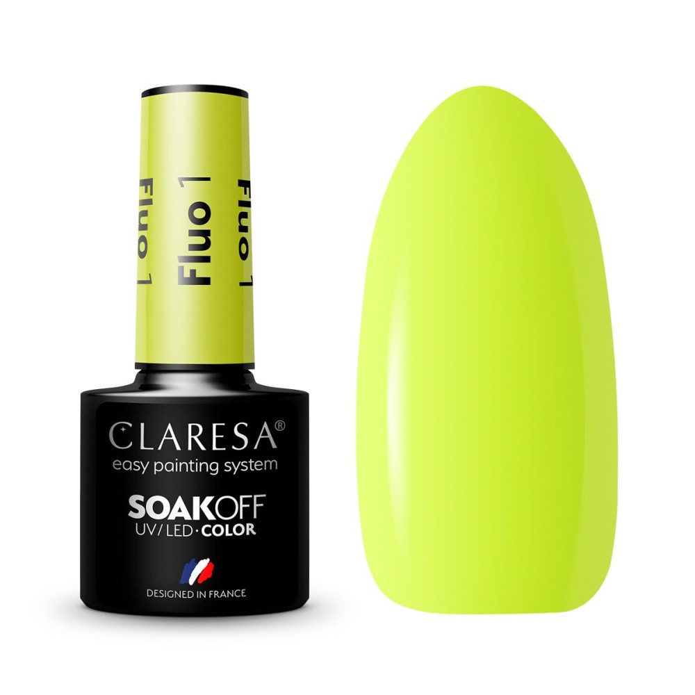 CLARESA Fluo 1 - Стойкий гибридный гель лак для ногтей, 5ml (143225)