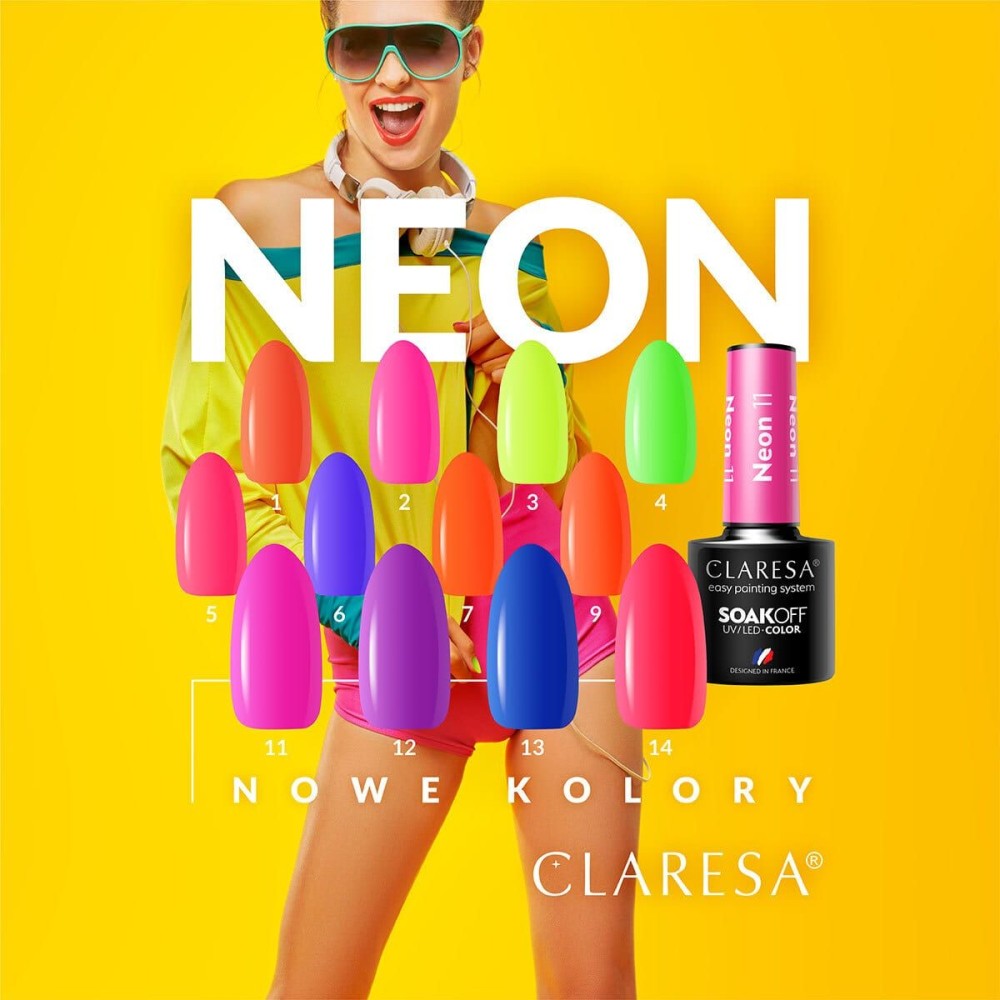 CLARESA NEON 1 - Стойкий гибридный гель лак для ногтей, 5ml (143302)