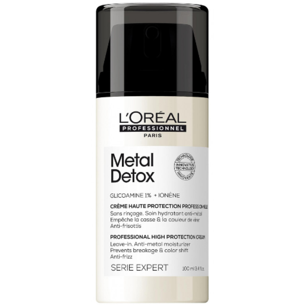 L'Oreal Professionnel Serie Expert Metal Detox High Protection Cream - Несмываемый крем с двойной защитой от ломкости волос и искажения оттенка, 100ml (30161153)