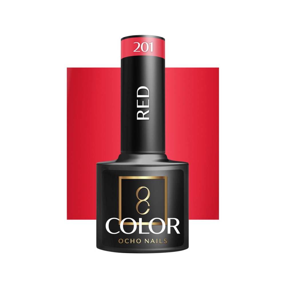 OCHO NAILS RED 201 - Стойкий гибридный гель лак для ногтей, 5ml (147367)