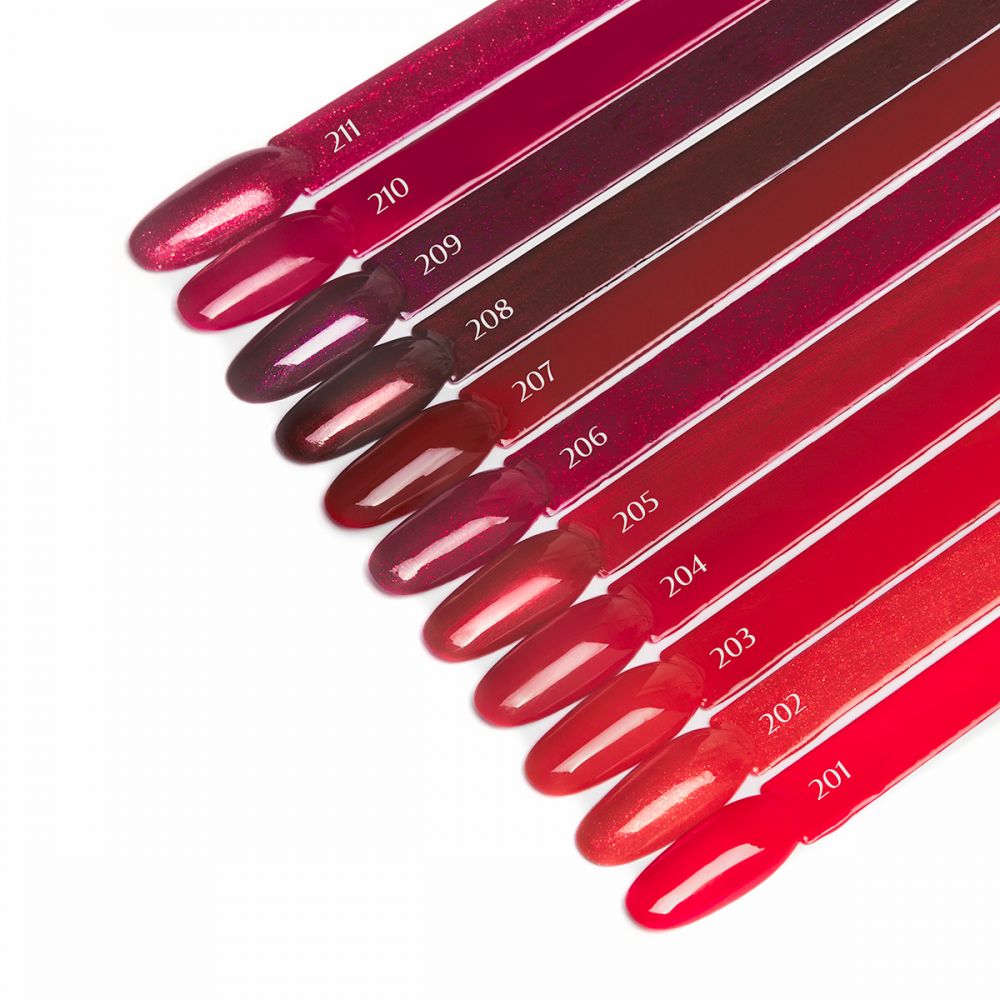 OCHO NAILS RED 201 - Стойкий гибридный гель лак для ногтей, 5ml (147367)