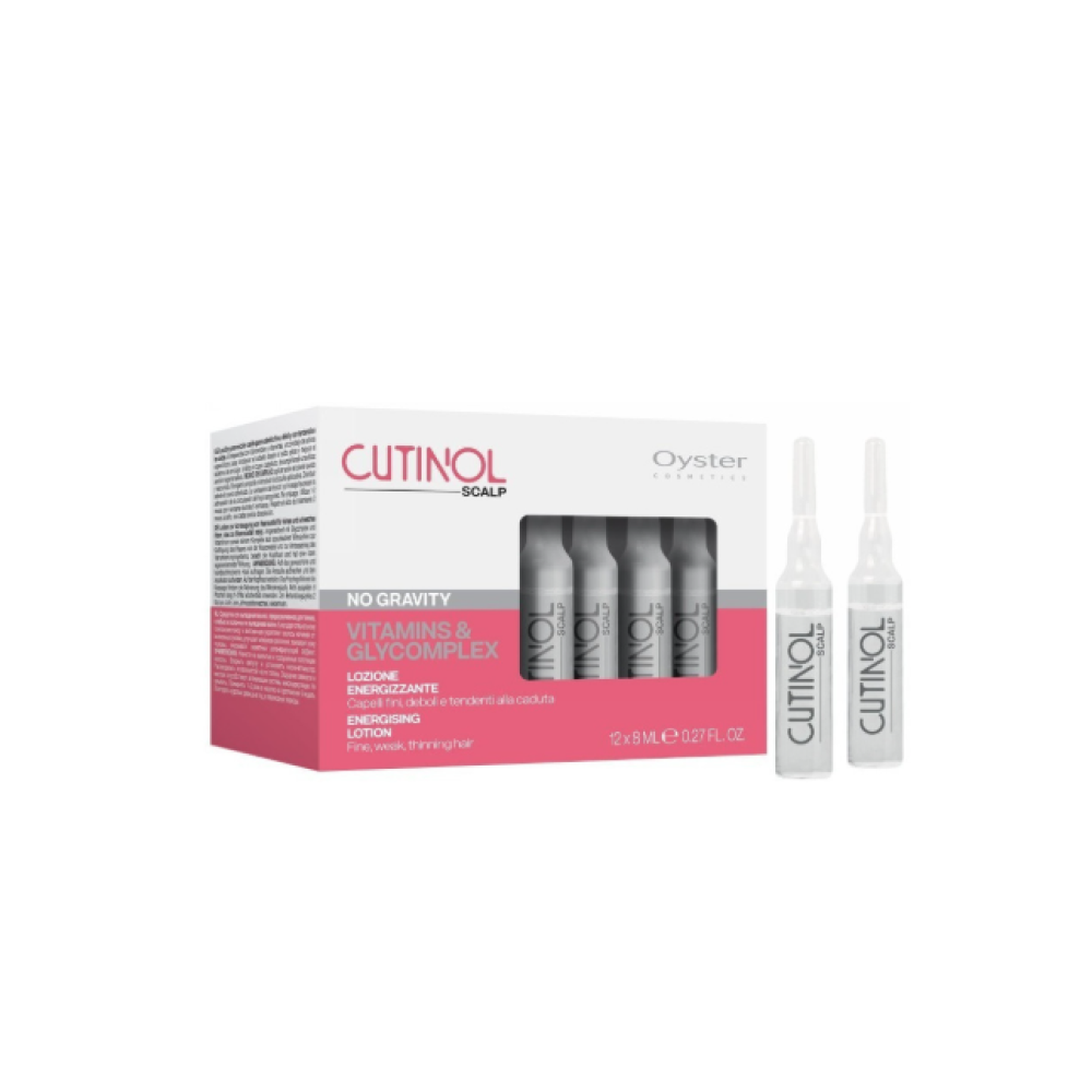 Oyster CUTINOL SCALP NO GRAVITY Energising Lotion - Профессиональный энергетический лосьон для кожи головы, разработанный для ухода за ослабленными, истонченными и склонными к выпадению волосами, 12x8ml (OYLZ05011202)