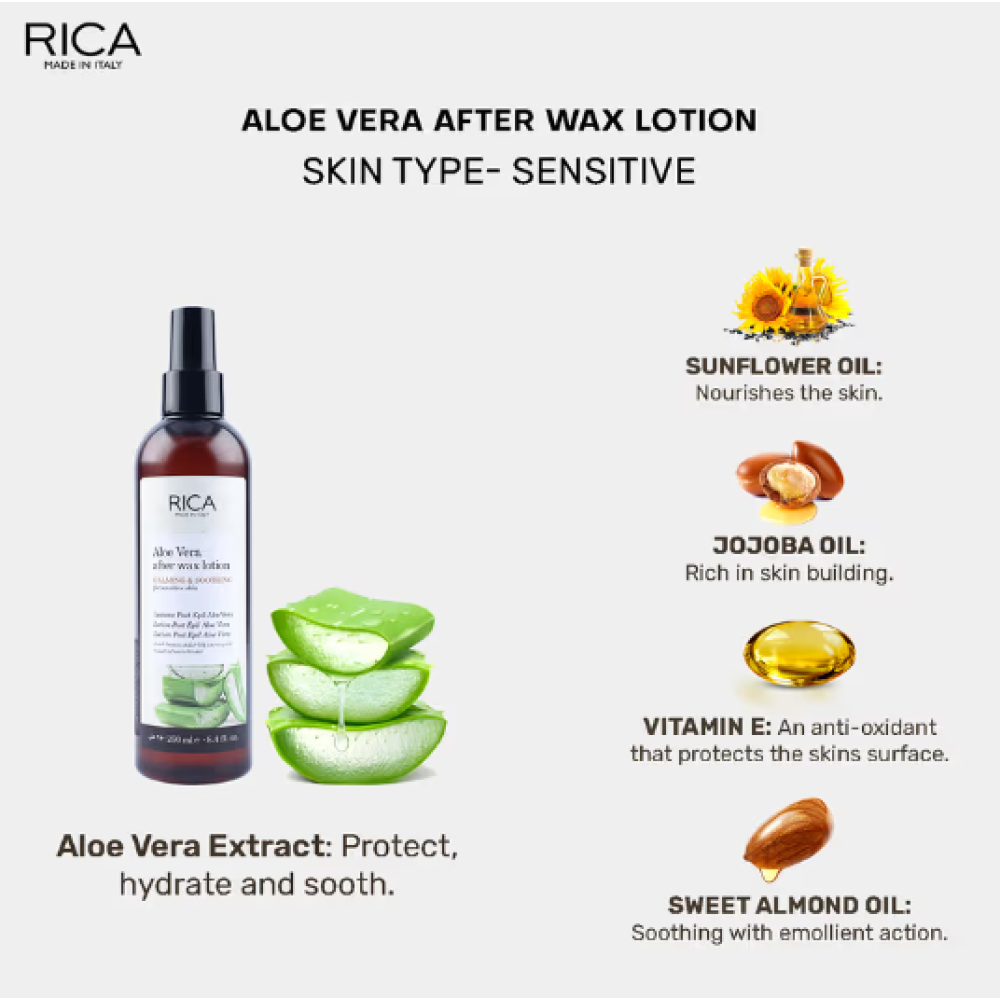 RICA Aloe Vera After wax lotion - Лосьон после депиляции RICA с Алоэ Вера, 250ml (ERICA43)