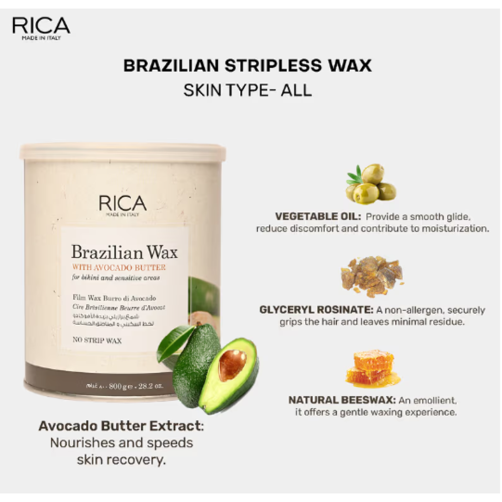 RICA Brazilian Avokado Wax - Бразильский твердый воск с маслом авокадо, 800ml (CDAV8)