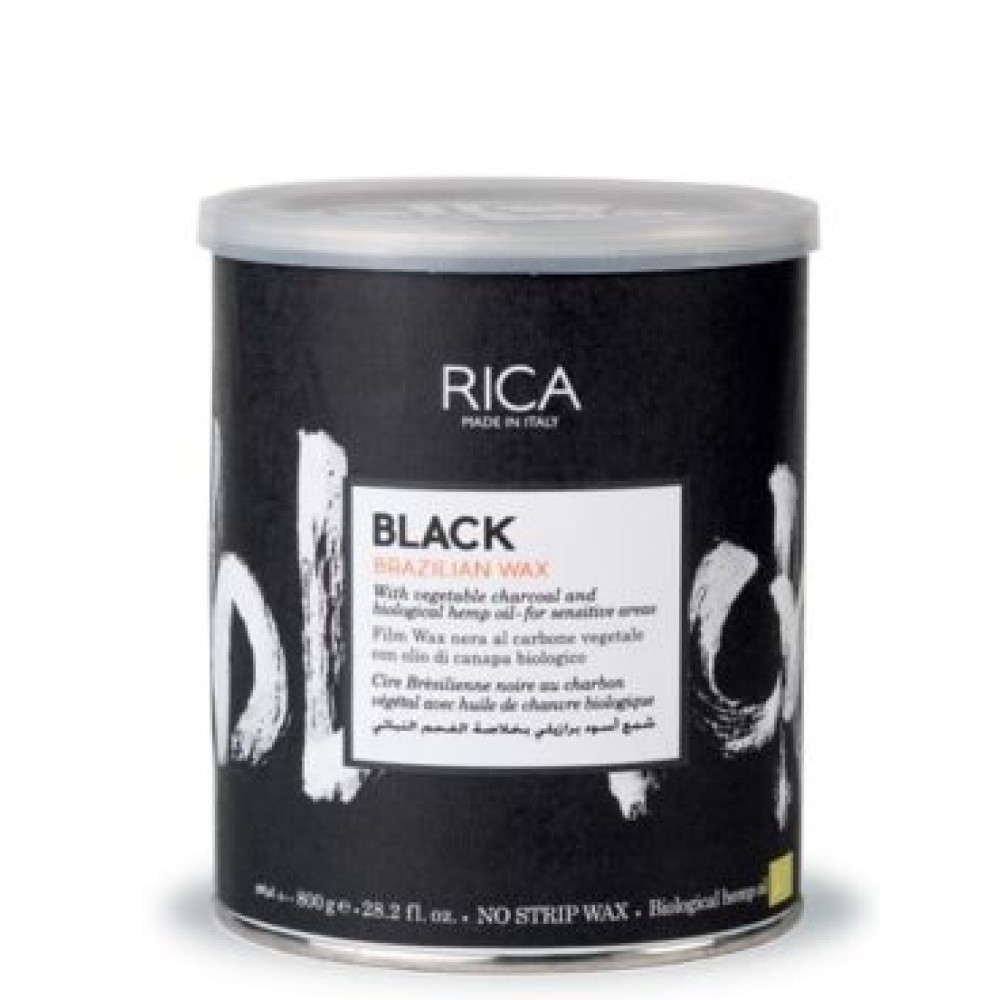 RICA BLACK Brazilian Wax - Чёрный Бразильский твердый воск с экстрактом конопли и угля, 800ml (CDAVBL8-A)
