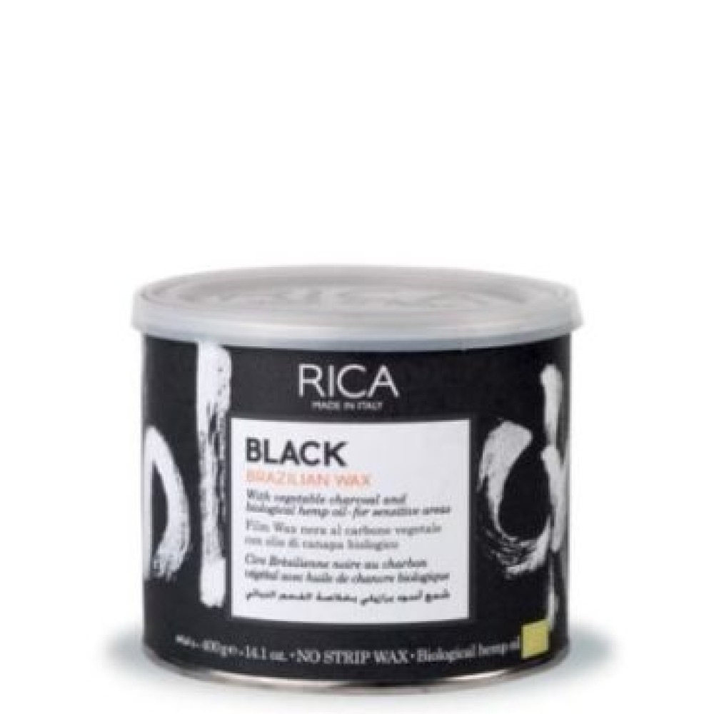 RICA BLACK Brazilian Wax - Чёрный Бразильский твердый воск с экстрактом конопли и угля, 400ml (CDAVBL4-A)