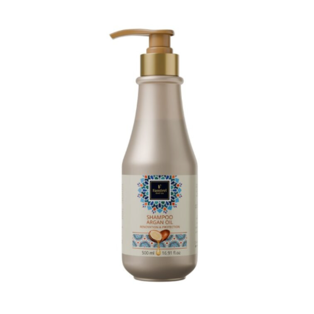 FAMIREL Shampoo Argan Oil Renovation & Protection - Питательный шампунь с аргановым маслом, 500ml (7290114085861)