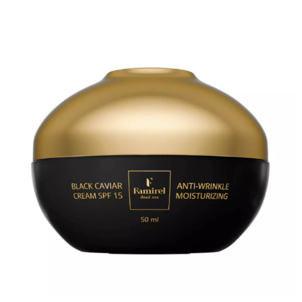 FAMIREL Black Caviar Moisturizing Anti-Wrinkle Day Cream SPF 15 - Дневной крем с экстрактом чёрной икры и защитой SPF 15, 50мл (7290114086363)
