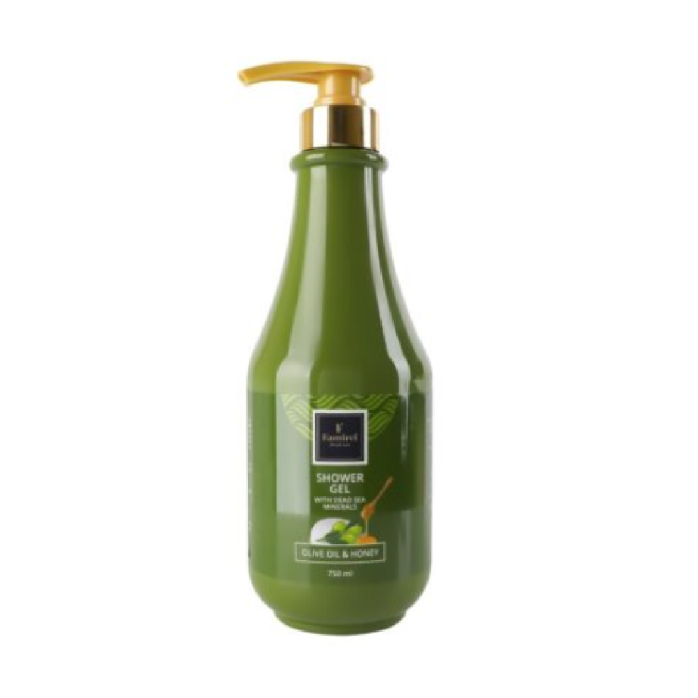 FAMIREL Shower Gel Olive Oil & Honey with Dead Sea Mineral - Гель для душа с мёдом, оливой и минералами Мёртвого моря, 750ml (7290114085120)