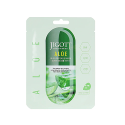 Jigott Aloe Vera Real Ampoule Mask - Тканевая маска с экстрактом Алоэ вера, 27ml