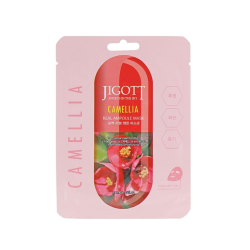 Jigott Camellia Real Ampoule Mask - Тканевая маска с экстрактом камелии, 27ml