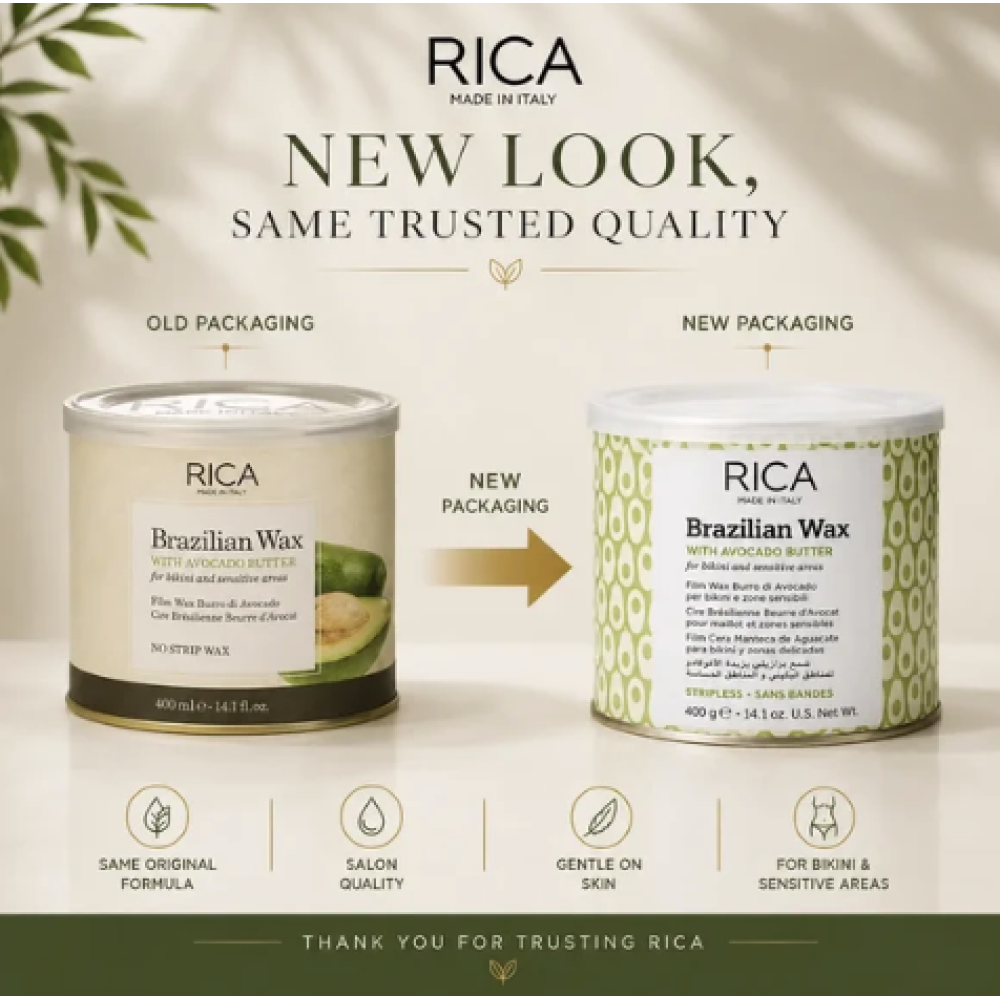 RICA Brazilian Avokado Wax - Бразильский твердый воск с экстрактом авокадо, 400мл (CDAV4)