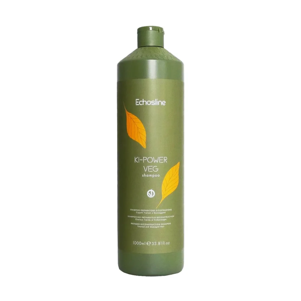 ECHOSLINE KI-POWER VEG Shampoo - Подготавливающий шампунь для реконструкции волос, 1000ml