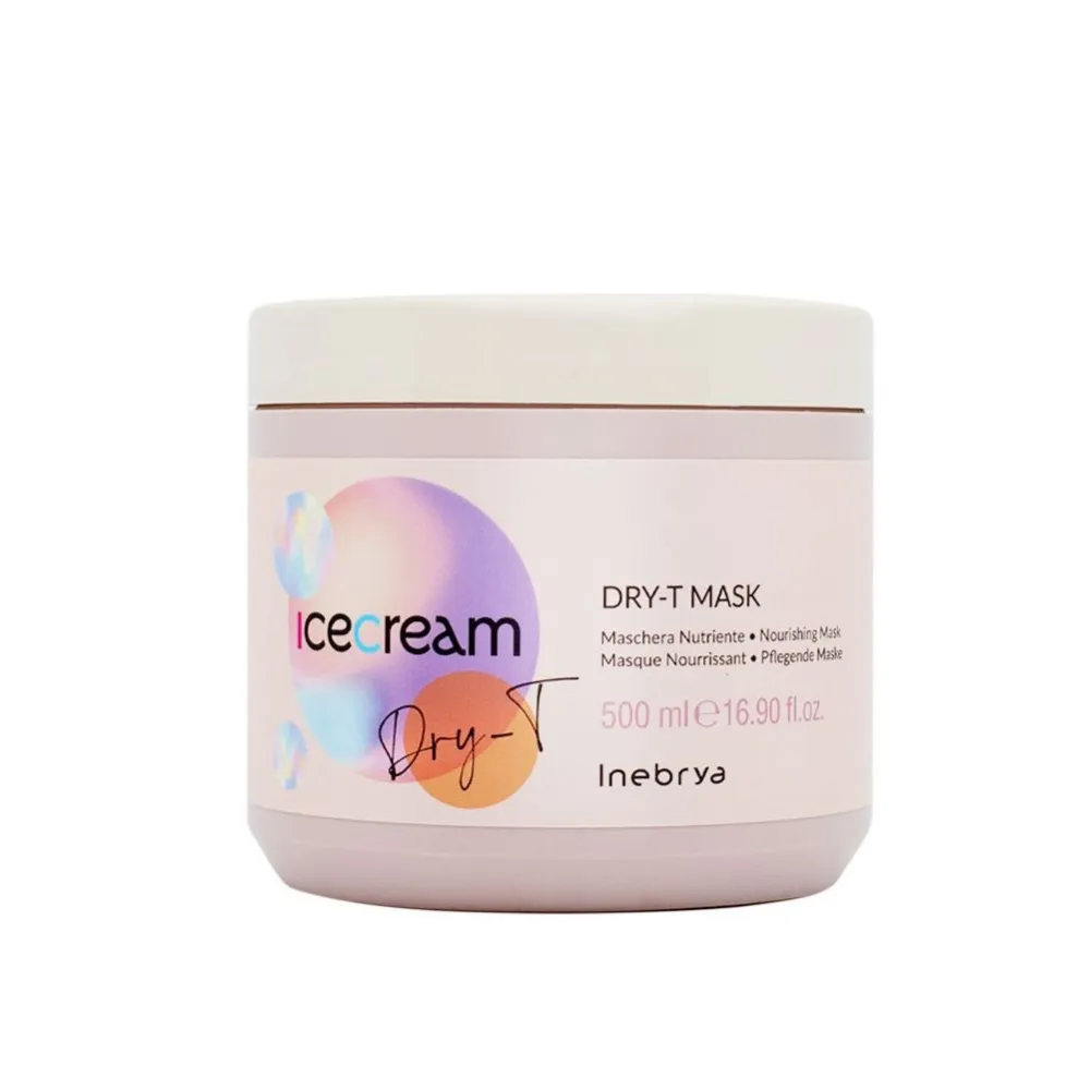 Inebrya Ice Cream Dry-T Mask - Питательная маска для сухих, окрашенных и повреждённых волос, 500ml