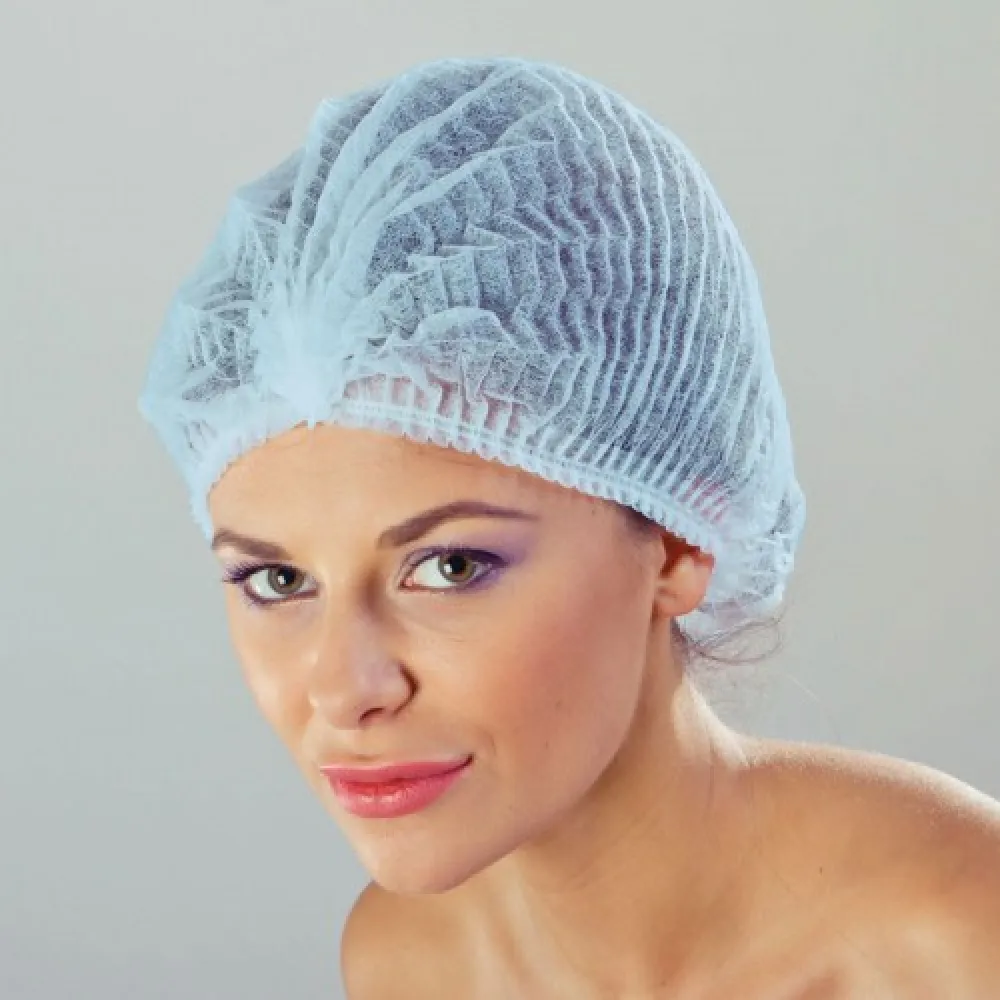 ГОФРИРОВАННЫЕ ШАПКИ ГОЛУБЫЕ 100ШТ.