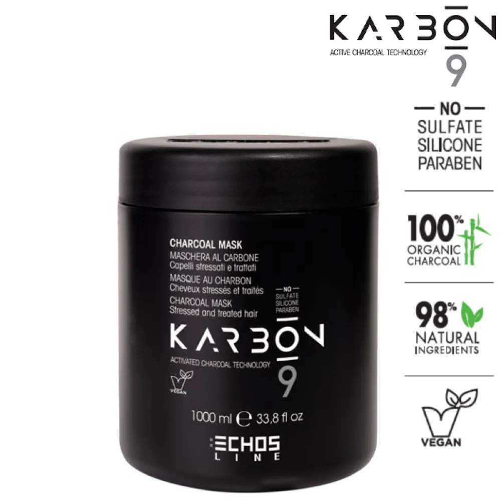 ECHOSLINE KARBON 9 Karbon mask - Угольная маска для волос, 1000 мл