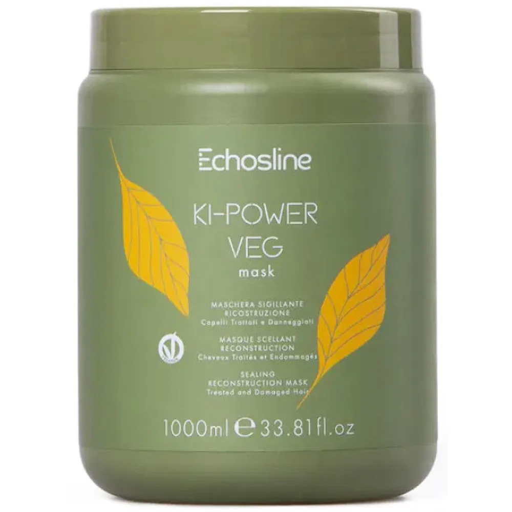 ECHOSLINE KI-POWER VEG Mask - Уплотняющая маска для реконструкции волос, 1000ml
