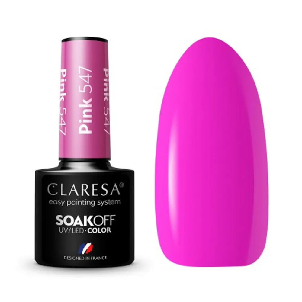 CLARESA PINK 547 - Стойкий гибридный гель лак для ногтей, 5ml
