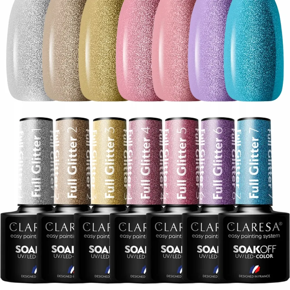 CLARESA Full Glitter 6 - Стойкий гибридный гель лак для ногтей, 5ml