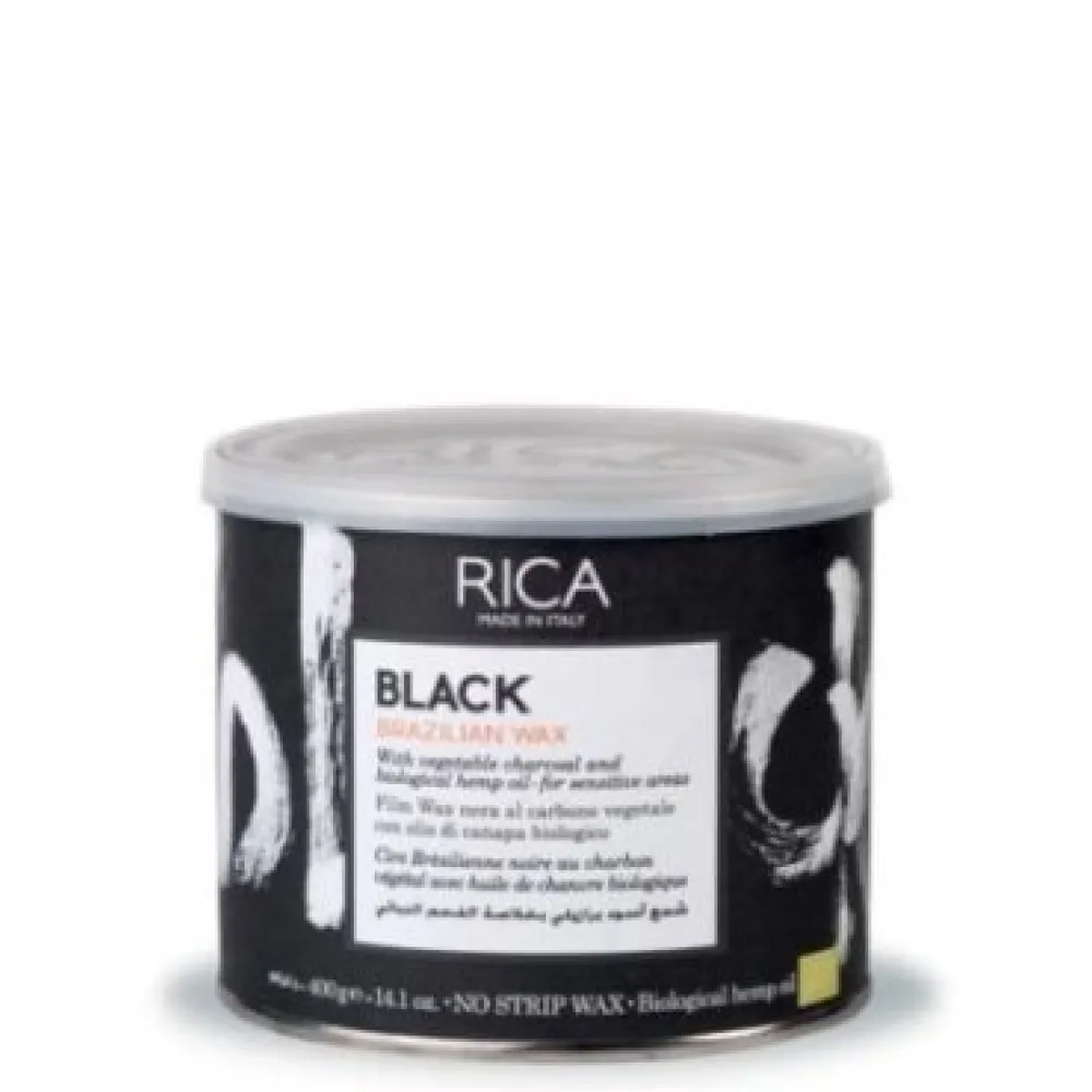 RICA BLACK Brazilian Wax - Чёрный Бразильский твердый воск с экстрактом конопли и угля, 400ml