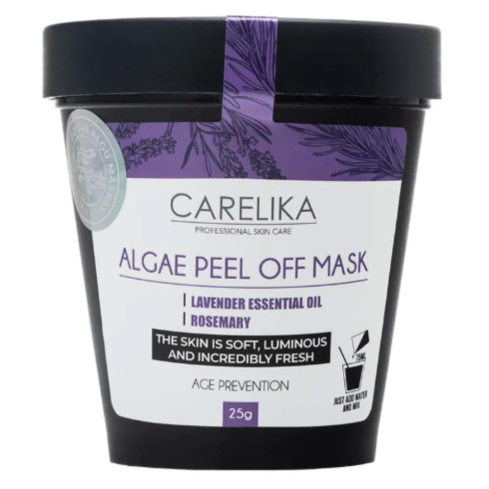 CARELIKA Algea Peel Off Mask Lavender Oil - Антивозрастая альгинатная маска с эфирным маслом лаванды и розмарина, 25gr.