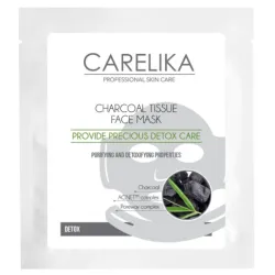 CARELIKA Charcoal Tissue Face Mask Detox - Тканевая очищающая детокс маска для лица с древесным углем, 23ml