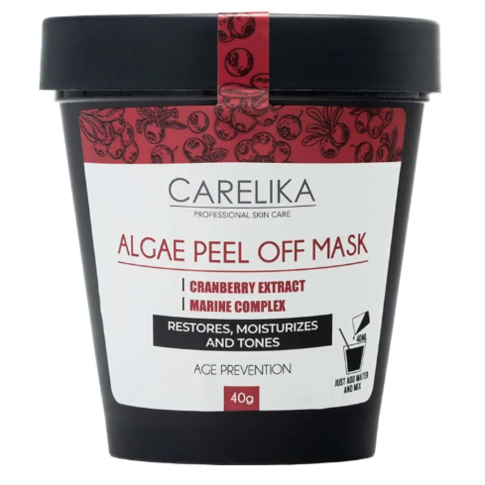 CARELIKA Algea Peel Off Mask Cranberry Extract - Антивозрастная альгинатная маска для лица с экстрактом клюквы, 40gr.