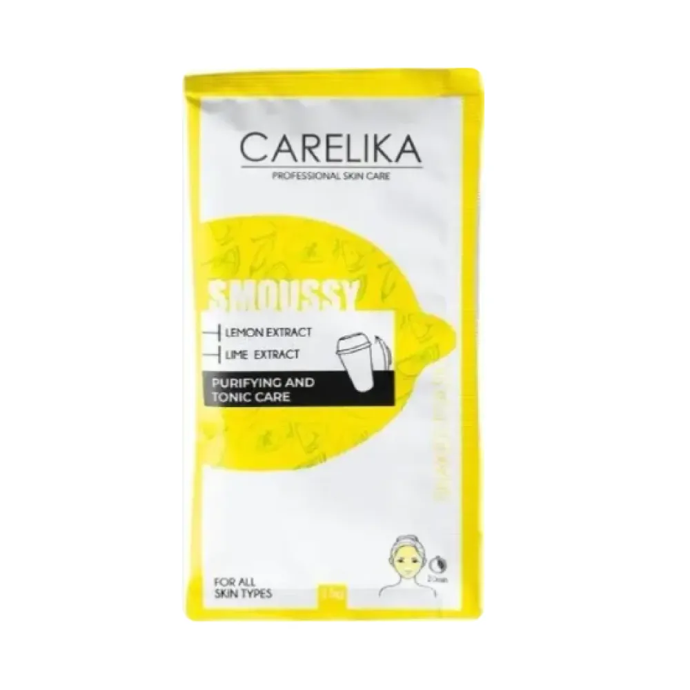 CARELIKA Shaker Smoussy Mask Lemon-Lime - Тонизирующая и очищающая пенная маска с лимоном и лаймом, 15gr.