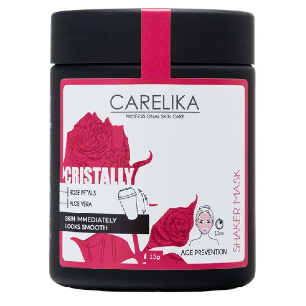 CARELIKA Shaker Prebiotic Cristally Mask Rose Petals - Омолаживающая маска с лепестками роз, 15gr.