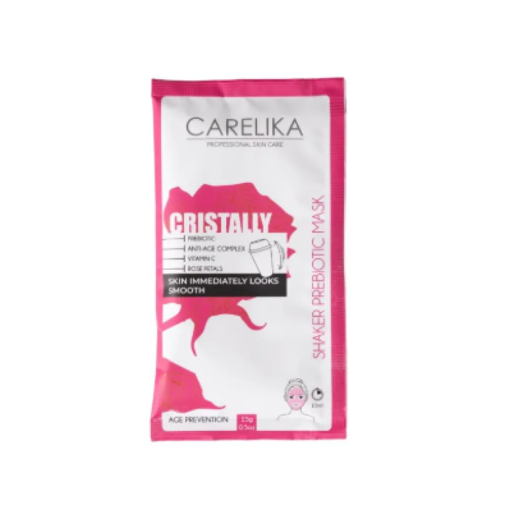 CARELIKA Shaker Prebiotic Cristally Mask Rose Petals - Омолаживающая маска с лепестками роз, 15gr.