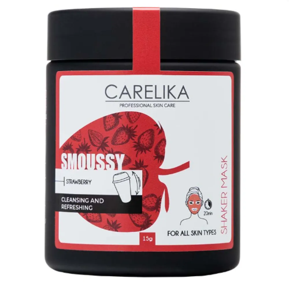 CARELIKA Shaker Smoussy Mask Strawberry - Освежающая и очищающая пенная маска с клубникой, 15gr.