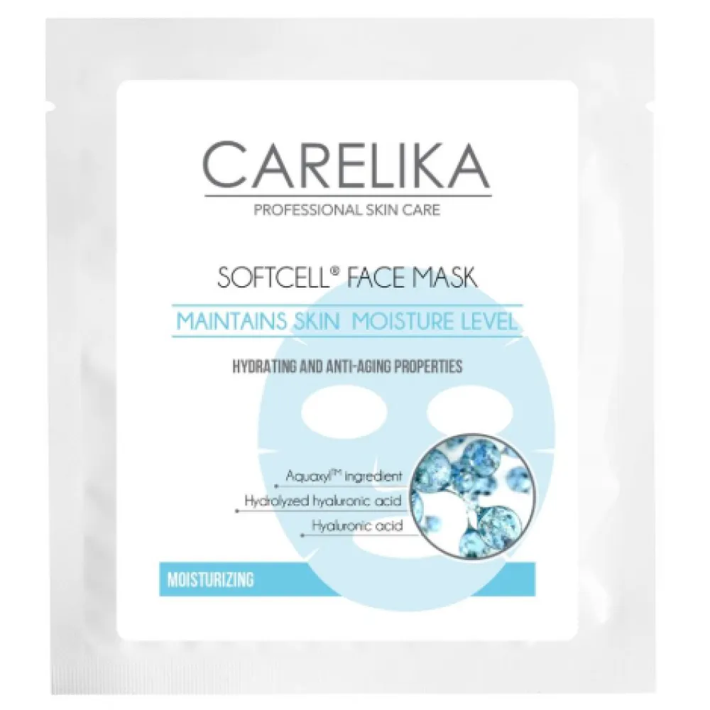 CARELIKA Softcell Face Mask - Мягкая тканевая маска с усиленным эффектом увлажнения с гиалуроновой кислотой, 15ml