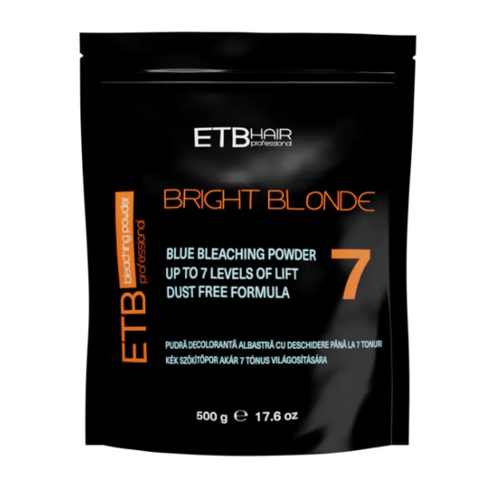 ETB Hair Professional Premium Blue Bleaching Powder 7 Level - Премиум-пудра для осветления волос с холодным синим пигментом, 500gr.