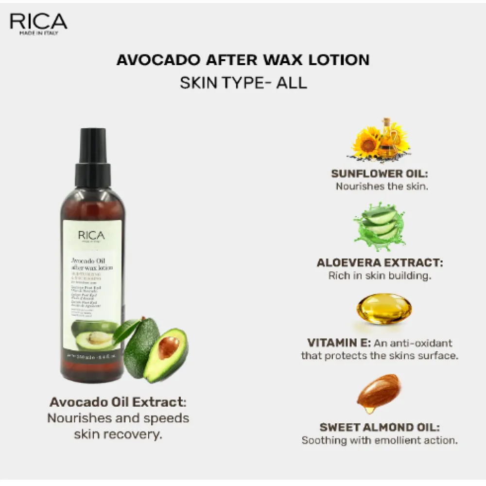 RICA Avocado Oil After wax lotion - Лосьон после депиляции RICA с маслом авокадо, 250ml