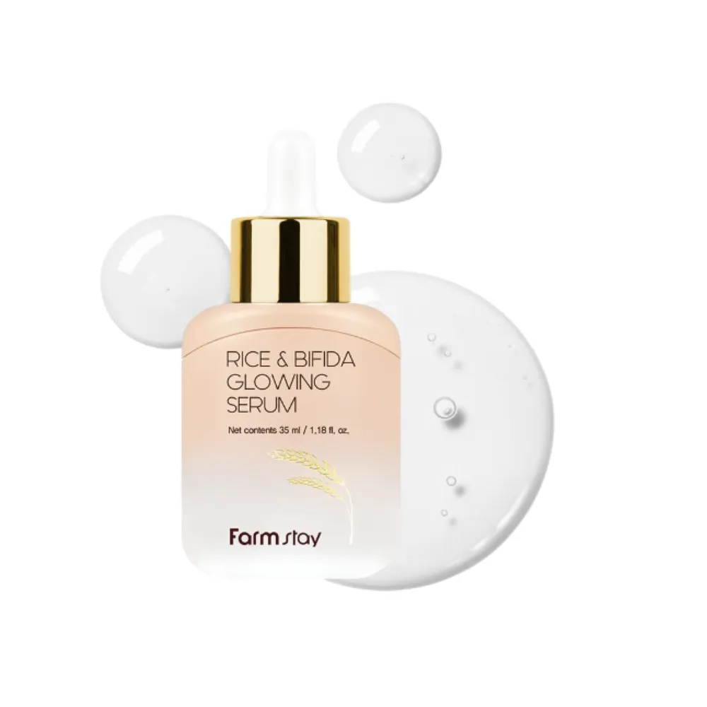 FarmStay Rice&Bifida Glowing serum - Восстанавливающая сыворотка для лица с бифидобактериями, 35ml