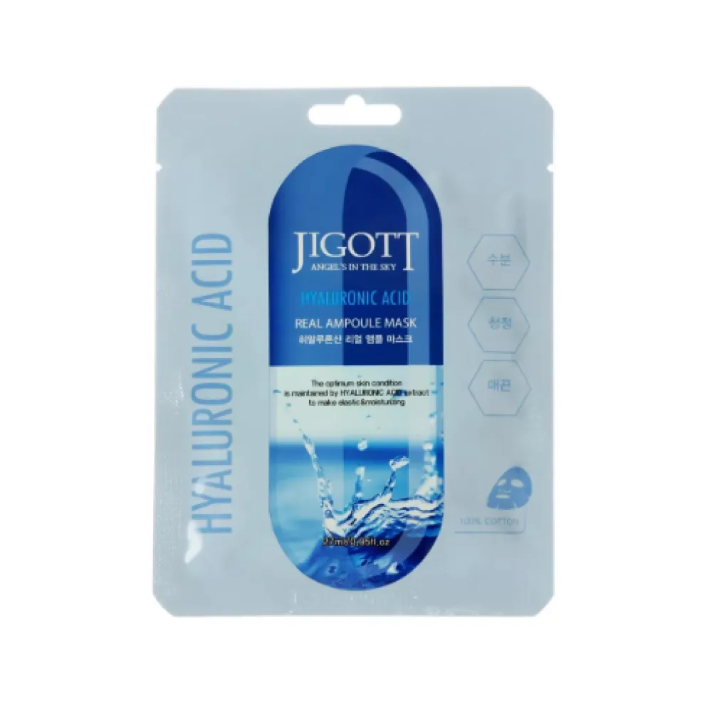 Jigott Hyaluronic Acid Real Ampoule Mask - Тканевая маска с гиалуроновой кислотой, 27ml