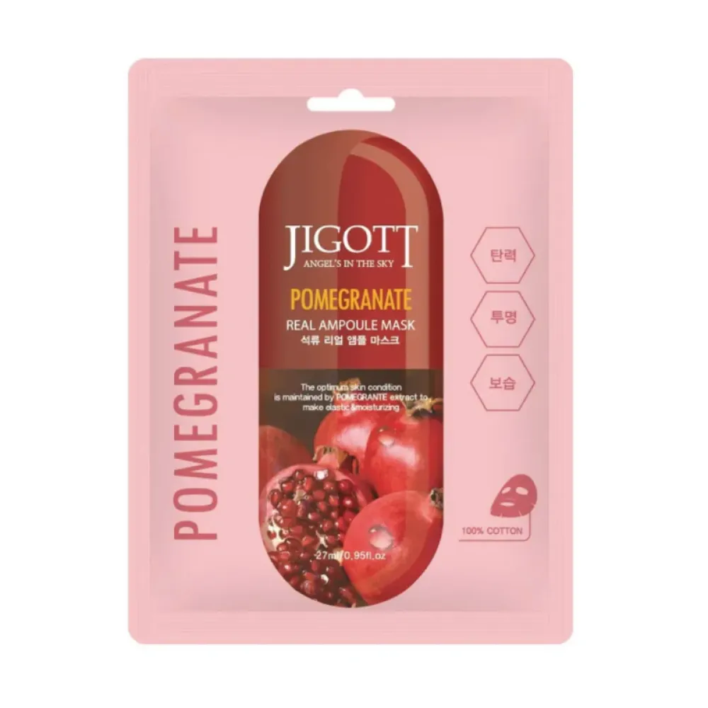 Jigott Pomegranate Real Ampoule Mask - Тканевая маска с экстрактом граната, 27ml